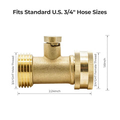 VANCOCO Solid Brass Garden Hose Shut Off Valve 3/4" GHT