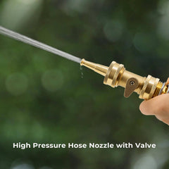 VANCOCO Solid Brass Hose Nozzle with Shut-Off Valve, 3/4" GHT