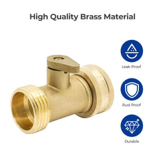 VANCOCO 3/4" Brass Garden Hose Shut-Off Valve with Rubber Washer, Heavy-Duty Water Connector