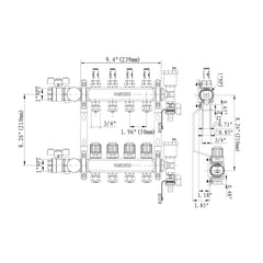 VANCOCO 4-Loop Stainless Steel PEX Manifold with 1/2" Adapters for Radiant Floor Heating