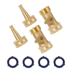 VANCOCO Brass Hose Nozzle, 3/4" GHT High-Pressure Garden Water Jet Nozzle with Built-In Shut-Off Valve for Outdoor Cleaning & Car Wash