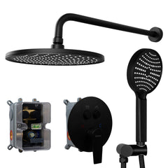 VANCOCO Thermostatic Shower System with 10" Rain Shower Head and 3-Mode Handheld, Full Set with Valve & Trim, Brushed Nickel