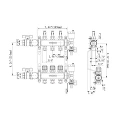 VANCOCO 3-Loop Stainless Steel PEX Manifold with 1/2" Adapters for Radiant Floor Heating