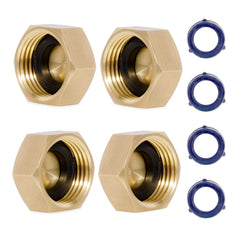 VANCOCO Brass Garden Hose End Caps, 3/4" GHT Rust-Proof Outdoor Faucet Caps with Washers