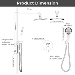 VANCOCO Thermostatic Shower System with 10" Rain Shower Head and 3-Mode Handheld, Full Set with Valve & Trim, Brushed Nickel