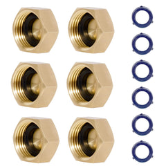 VANCOCO Brass Garden Hose End Caps, 3/4" GHT Rust-Proof Outdoor Faucet Caps with Washers