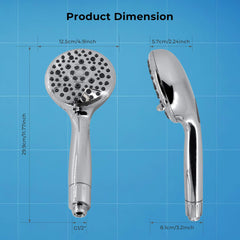 VANCOCO High-Pressure Handheld Shower Head – 9 Spray Modes, 5-Stage Filter, 69" Hose