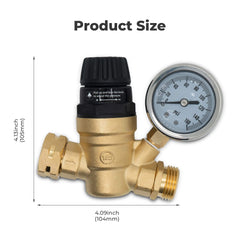 VANCOCO Adjustable RV Brass Pressure Regulator with Gauge, 45-160 PSI, Tool-Free Handle, 3/4" NH Thread