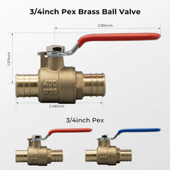 VANCOCO 3/4" Lead-Free Brass PEX Valve – Durable Hot/Cold Water Shut Off Valve