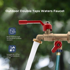 VANCOCO Outdoor Brass Garden Faucet Dual Outlet – Wall-Mounted, 3/4" NPT Inlet
