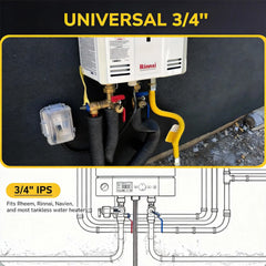 VANCOCO Tankless Water Heater Service Valve Kit 3/4 IPS Brass Pressure Relief