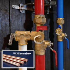 VANCOCO Tankless Water Heater Valve Kit 3/4 Inch, Hot & Cold Brass Isolation Value with Pressure Relief Valve for Tankless Water Heater Fit (3/4" IPS Connections)
