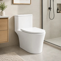 VANCOCO One-Piece Compact Toilet, 25" Depth, 12" Rough-In, Dual Flush