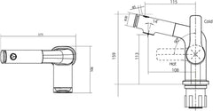 VANCOCO Gunmetal Grau Waschtischarmatur - Einhebelmischer Drehbarer Auslauf, Ausziehbare Armatur mit 40cm Schlauch für Bad & Küche - 2 Strahlarten, Einfache Montage