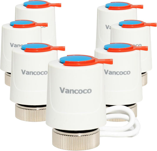 VANCOCO 7Stk.Stellantrieb Fussbodenheizung 230V M30x1,5 NC stromlos geschlossen | Thermischer Stellmotor für Fußbodenheizung & Heizkreisverteiler