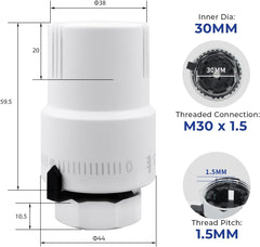 VANCOCO Thermostatventil + Rücklaufventil Komplett-Set 1/2", Gewindeanschluss, Heizkörperventil Heizungsventil, Eckform, Weiß, Flüssigfühler, Frostschutzstellung, Norm EN215