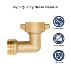 VANCOCO 90 Degree Brass Garden Hose Elbow, 3/4" Heavy-Duty Hose Bib Extender with Leak-Proof Washers