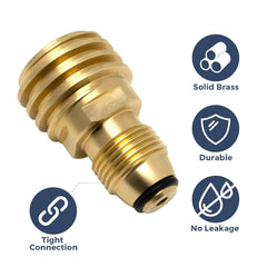 VANCOCO Brass Propane Tank Adapter – POL to QCC1/Type1 Valve Converter, Old-Style LP Tank to Modern Hose/Regulator