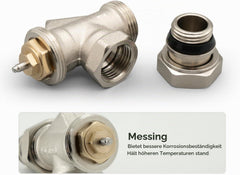VANCOCO DN15 Heizkörperventil M30x1,5 Thermostatanschluss G1/2 | Verbesserte G1/2-Verbindung mit Dichtring, optimierte präzise Wasserdurchflusssteuerung für Heizkörper
