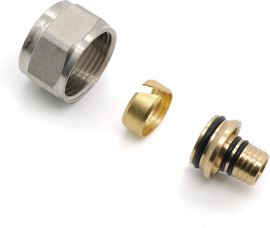 Vancoco 2 Stk. Klemmringverschraubung 16x2mm für Heizrohr Fußbodenheizung Hahnblöcke 3/4" Eurokonus