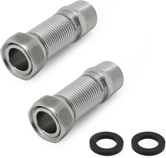 VANCOCO 2 Stk. Edelstahl-Flexrohr 3/4" Zoll Wellrohr Ausziehbar Flexibles Anschlussrohr Längenverstellbar von 75-130 mm Universelles Verbindungsrohr