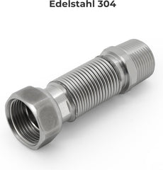 VANCOCO 2 Stk. Edelstahl-Flexrohr 3/4" Zoll Wellrohr Ausziehbar Flexibles Anschlussrohr Längenverstellbar von 75-130 mm Universelles Verbindungsrohr