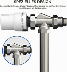 VANCOCO DN15 Heizkörperventil M30x1,5 Thermostatanschluss G1/2 | Verbesserte G1/2-Verbindung mit Dichtring, optimierte präzise Wasserdurchflusssteuerung für Heizkörper