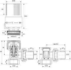 VANCOCO Thermostatventil + Rücklaufventil Komplett-Set 1/2", Gewindeanschluss, Heizkörperventil Heizungsventil, Eckform, Weiß, Flüssigfühler, Frostschutzstellung, Norm EN215