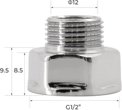 VANCOCO 2 Stk. Reduzierstück 1/2 auf 3/8, Muffennippel Messing, Wasseranschluss Adapter mit 2 Dichtring, Anti-Rost, Chrom