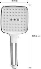 VANCOCO XXL Handdusche Duschkopf 3 Strahlarten Chrom | Mit praktischer Antikalk-Funktion, einfache Knopfbedienung für drei individuell einstellbare Strahlmodi