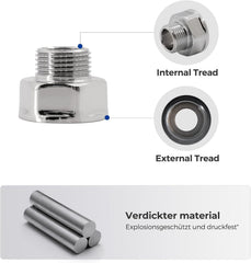 VANCOCO 2 Stk. Reduzierstück 1/2 auf 3/8, Muffennippel Messing, Wasseranschluss Adapter mit 2 Dichtring, Anti-Rost, Chrom