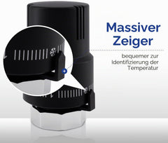 VANCOCO 3 STK. Thermostatkopf Heizkörperventil M30×1,5 mm, Schwarz, Flüssig-Fühler, Frostschutzstellung