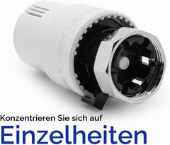 VANCOCO 2 STK. Thermostatkopf Heizkörperventil M30×1,5 mm Weiß Glänzend | Flüssig-Fühler, Einstellbereich 6–28°C mit Nullstellung und Frostschutzstellung, passend für Standard Heizkörperventile