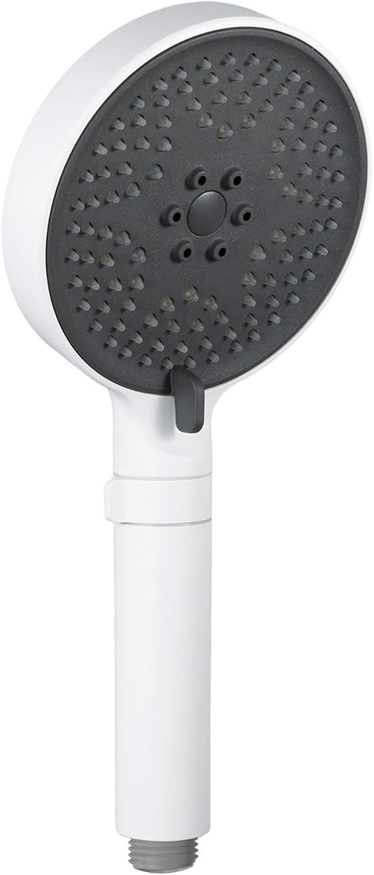 VANCOCO Matt-Weisser Duschkopf Handbrause Stufenloser Wasserregler & 3 Strahlarten | EN1112 Z-Class (0.12-0.19L/s) mit Getrennter Einstellung