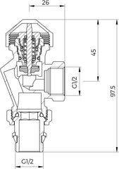 VANCOCO DN15 Heizkörperventil M30x1,5 Thermostatanschluss G1/2 | Verbesserte G1/2-Verbindung mit Dichtring, optimierte präzise Wasserdurchflusssteuerung für Heizkörper