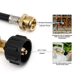 VANCOCO Propane Hose Extension with QCC1/Type1 Adapter, 8FT Hose & Tank Gauge for 5-40lb Tanks