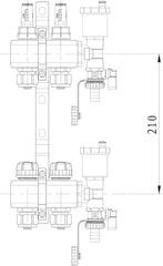 VANCOCO Heizkreisverteiler Messing 2 Heizkreise Fußbodenheizung | Verteiler mit Eurokonus 16×2 mm, Durchflussmesser & Schnellentlüfter Set