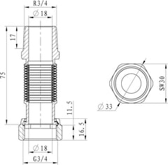 VANCOCO 2 Stk. Edelstahl-Flexrohr 3/4" Zoll Wellrohr Ausziehbar Flexibles Anschlussrohr Längenverstellbar von 75-130 mm Universelles Verbindungsrohr