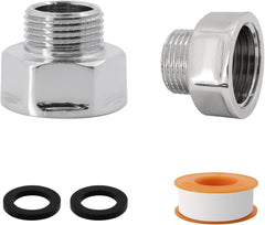VANCOCO 2 Stk. Reduzierstück 1/2 auf 3/8, Muffennippel Messing, Wasseranschluss Adapter mit 2 Dichtring, Anti-Rost, Chrom