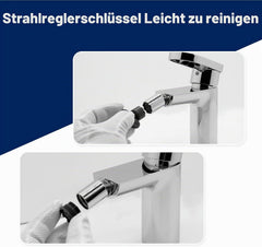 VANCOCO 52010 Bad Wasserhahn Chrom 360° Drehfunktion | Wassersparende Waschbeckenarmatur, geprüft mit 24h Salzsprühtest Klasse 10, passend für Unterbauspülen