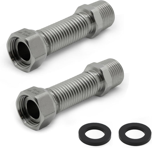 VANCOCO 2 Stk. Edelstahl-Flexrohr 1/2" Zoll Wellrohr Ausziehbar Flexibles Anschlussrohr Längenverstellbar von 75-130 mm Universelles Verbindungsrohr