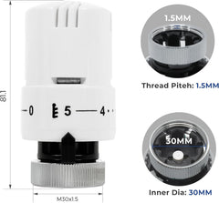 VANCOCO 2er Set 1/2" Eck Weiß Thermostatventil Set Dichtring