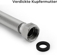 VANCOCO 2 Stk. Edelstahl-Flexrohr 1/2" Zoll Wellrohr Ausziehbar Flexibles Anschlussrohr Längenverstellbar von 200-400 mm Universelles Verbindungsrohr