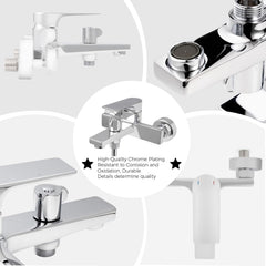 VANCOCO Wannenarmatur mit Handbrause, Komplett-Set aus hochwertigem Messing, Aufputz Badewannen-Armatur wassersparend mit Wandhalterung, Chrome