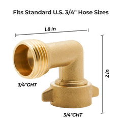 VANCOCO 90 Degree Brass Garden Hose Elbow, 3/4" Heavy-Duty Hose Bib Extender with Leak-Proof Washers