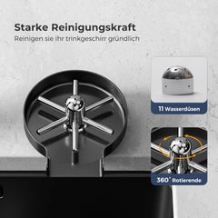 Vancoco G3/8" Automatische Edelstahl Glasspüler für Küchenspülen Tassenreiniger Flaschenwascher für Bar Restaurant Babyflasche Cafés mit 360° Drehbaren Düsen （Grau）