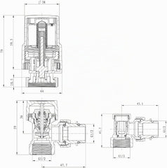 VANCOCO 1/2" Eck Vollschwarz Thermostatventil + Rücklaufventil Set | Flüssigfühler, Dichtringanschluss, Frostschutzstellung, Norm EN215 Heizungsventil Zubehör