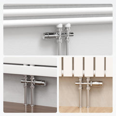 VANCOCO 2 Stk. Chrome Thermostat Multiblock Hahnblock Durchgang 50mm Nabenabstand | Multiblock Ventil-Armaturen Set mit Eurokonus, passend für Ø16×2 mm Kunststoffrohre & Ø15mm Kupferrohre für Heizkörper