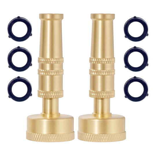 VANCOCO Brass Adjustable Twist Hose Nozzle – 3/4" GHT High-Pressure Spray