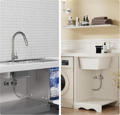 VANCOCO 2 Stk. Reduzierstück 1/2 auf 3/8, Muffennippel Messing, Wasseranschluss Adapter mit 2 Dichtring, Anti-Rost, Chrom